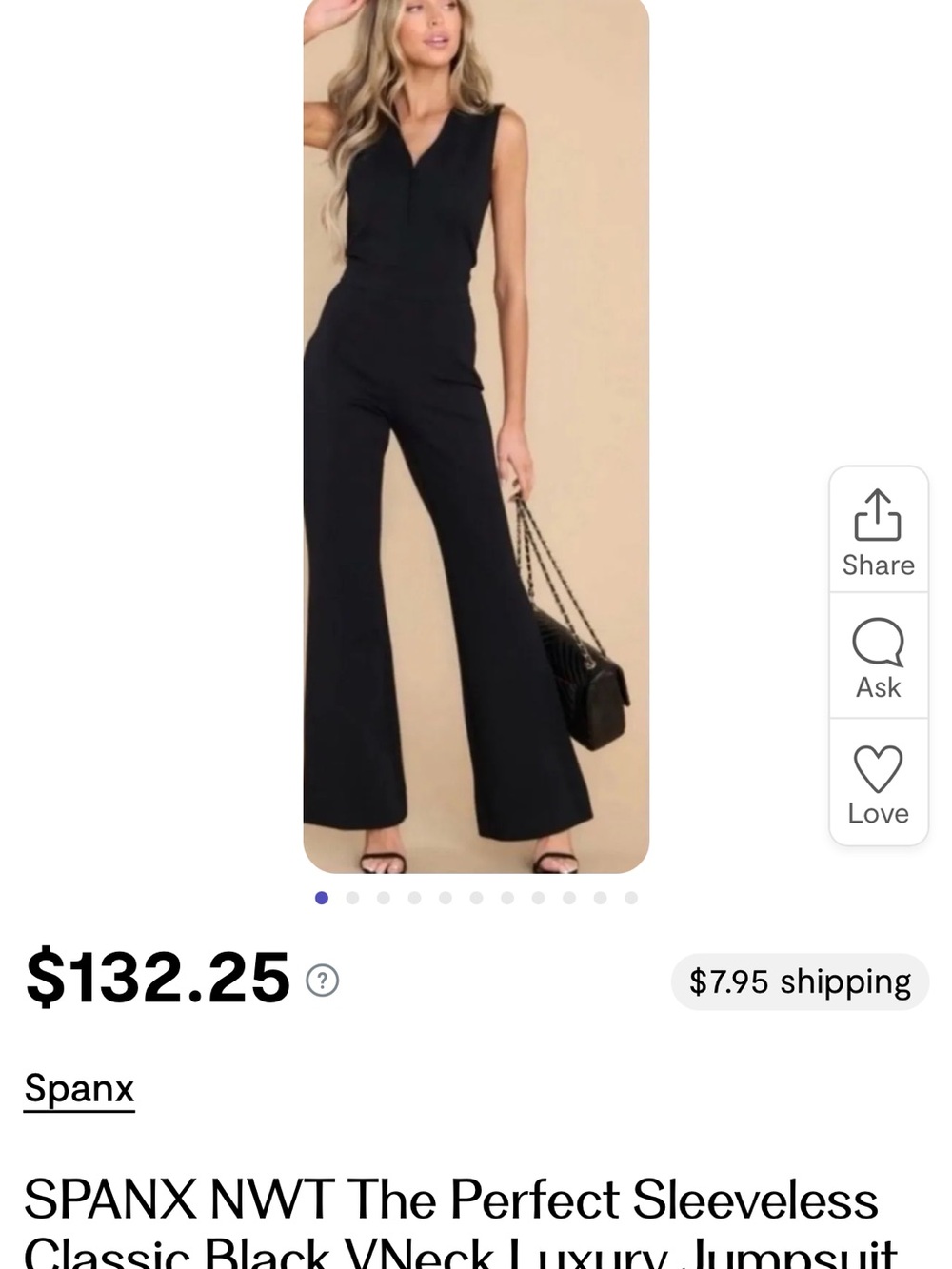 SPANX The Perfect Sleeveless Ponte Jumpsuit in Classic Black
